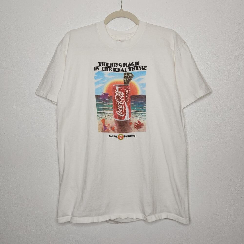 Vintage Coca Cola Magic Money Stedman Beach Art Promo Shirt Large